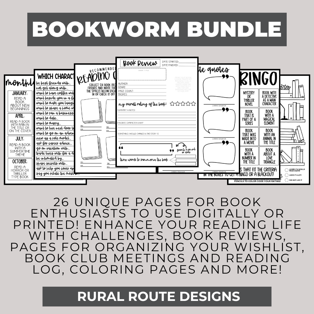 Book Worm Digital Work Sheets