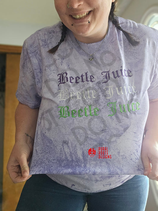 Beetle juice theme embroidery t-shirt