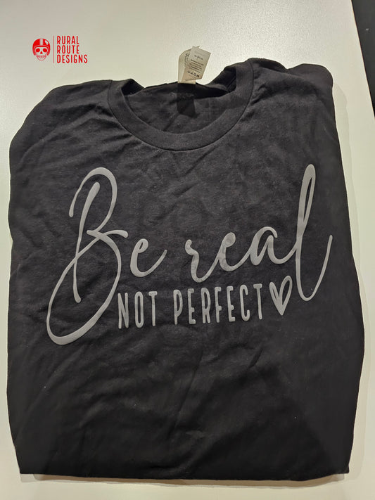 Be real not perfect (puff print grey)