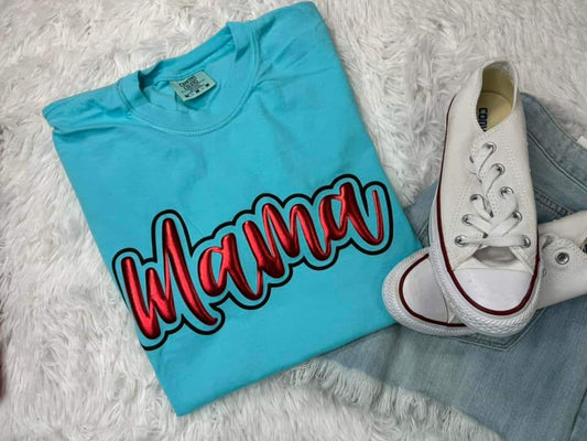 Mama Red Puff Print T-shirt