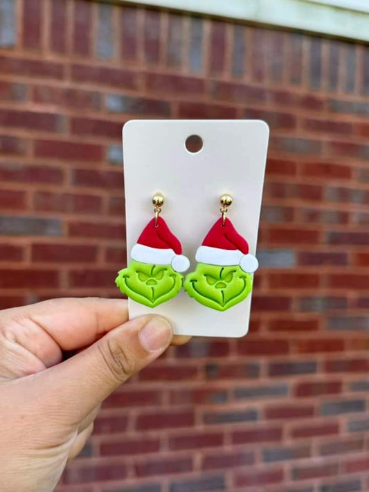 Dangle earrings, handmade clay earrings.