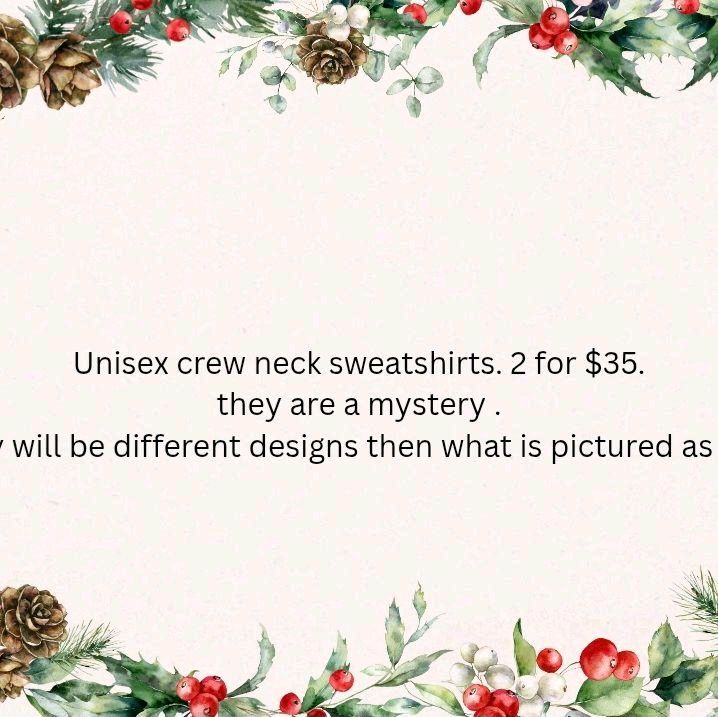 2 mystery Christmas sweatshirts