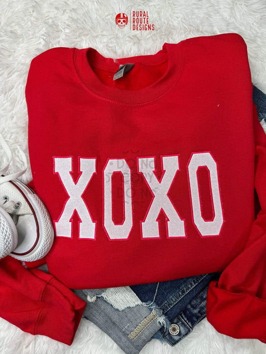 Xoxo, glitter embroidery