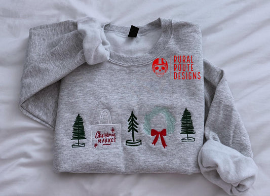 Christmas market theme embroidered