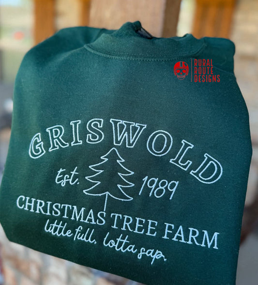 Christmas tree farm embroidered