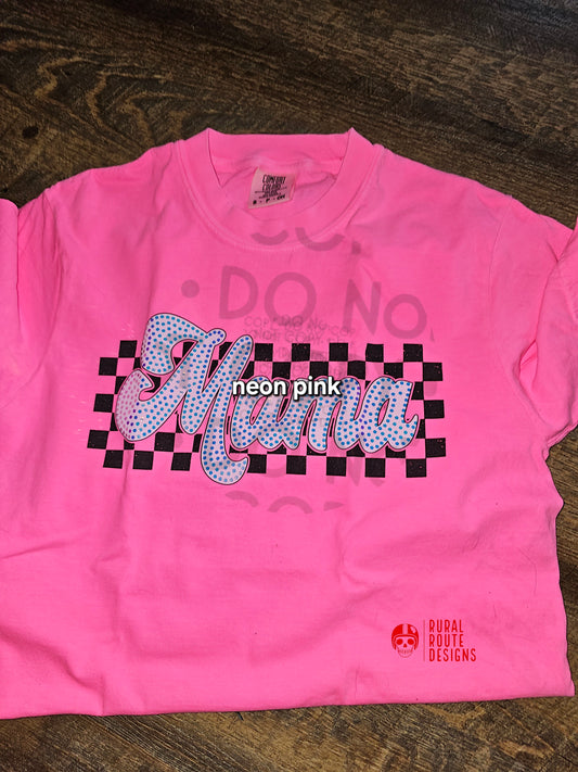 Mama Checkered Spangled T-shirt