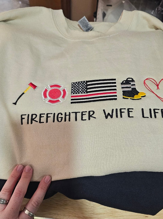 Firefighter theme embroidered